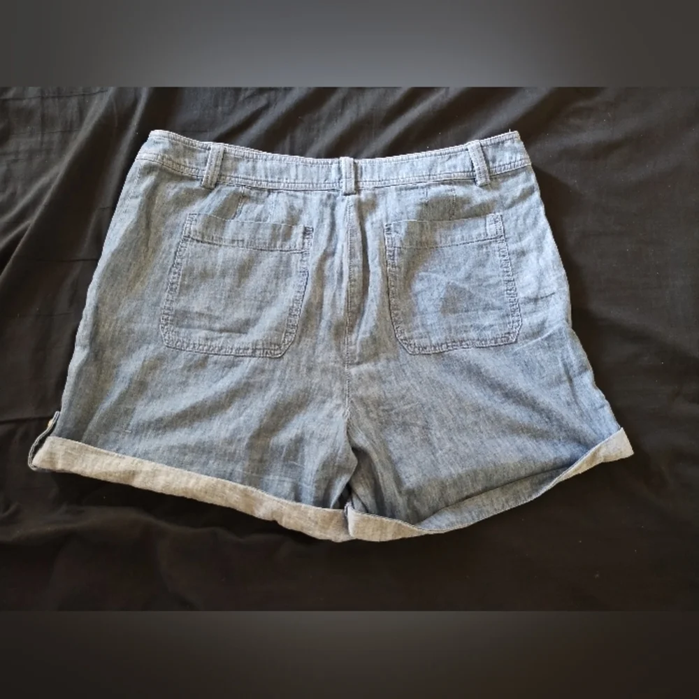Talbots Linen Cotton Blend Size 16 Shorts Adj Length Zip/Button Closure NWT